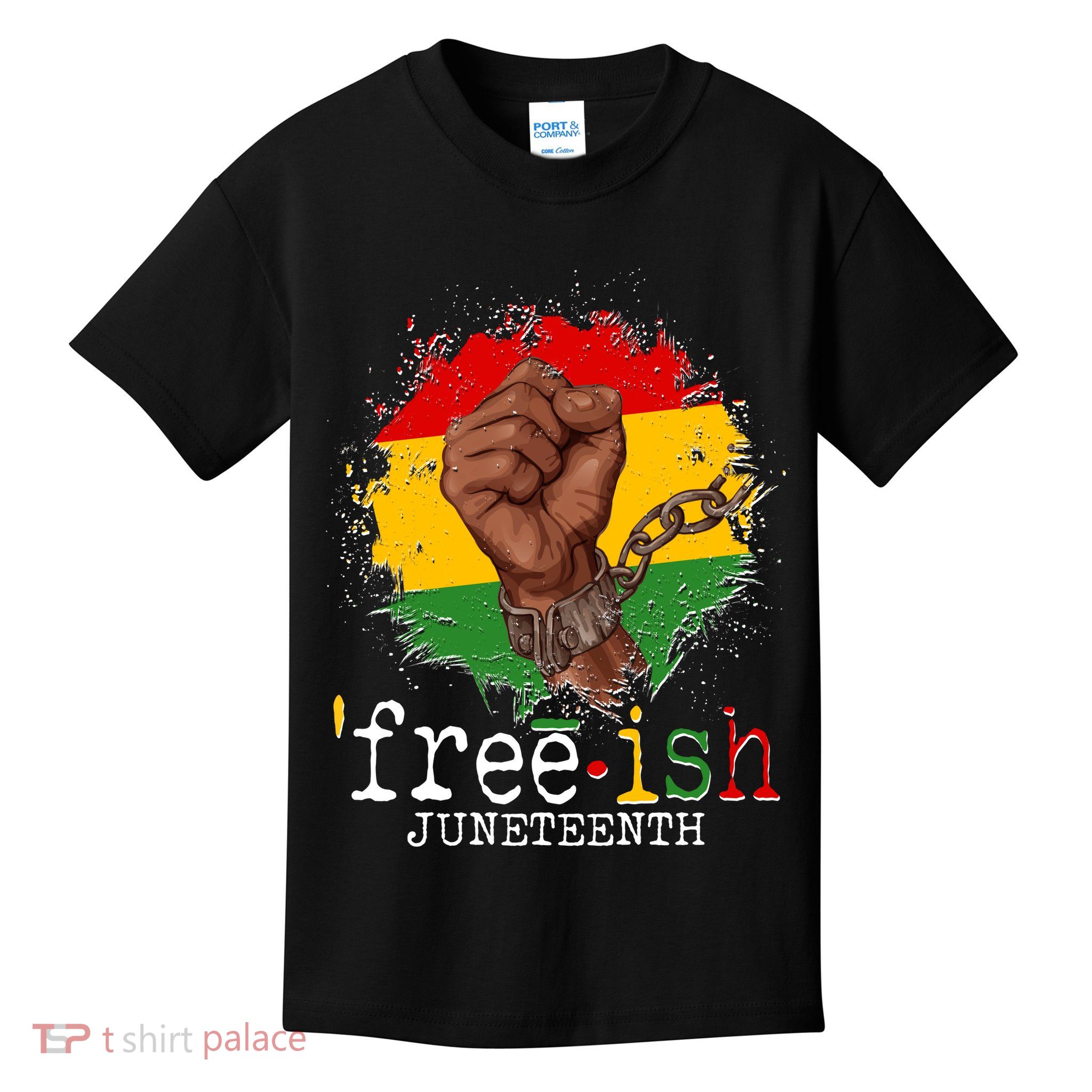 Freeish Juneteenth June 19 Fist Breaking Chains Kids T-Shirt