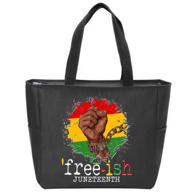 Freeish Juneteenth June 19 Fist Breaking Chains Zip Tote Bag