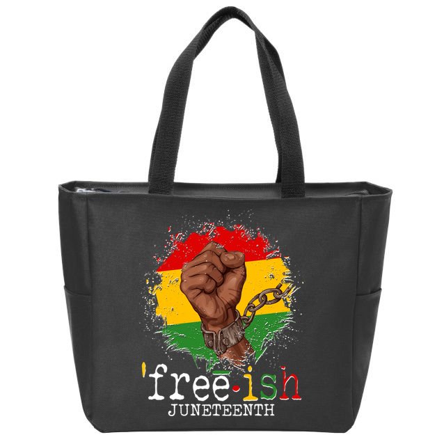 Freeish Juneteenth June 19 Fist Breaking Chains Zip Tote Bag