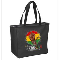 Freeish Juneteenth June 19 Fist Breaking Chains Zip Tote Bag