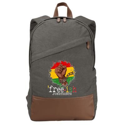 Freeish Juneteenth June 19 Fist Breaking Chains Cotton Canvas Backpack