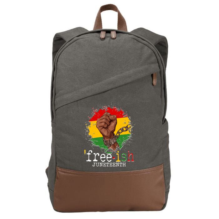 Freeish Juneteenth June 19 Fist Breaking Chains Cotton Canvas Backpack
