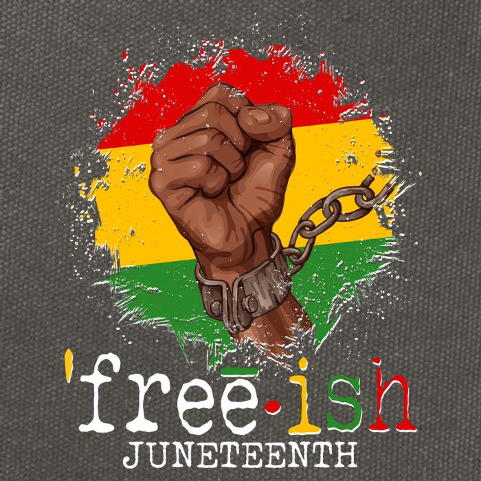 Freeish Juneteenth June 19 Fist Breaking Chains Cotton Canvas Backpack