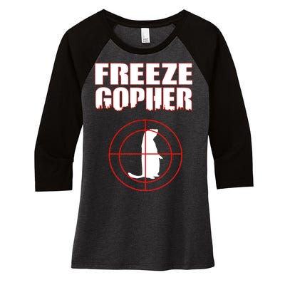 Freeze Gopher Target Women's Tri-Blend 3/4-Sleeve Raglan Shirt