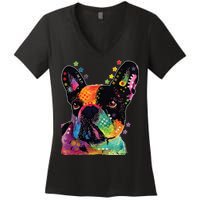 French Bulldog Dog Dean Russo Women's V-Neck T-Shirt