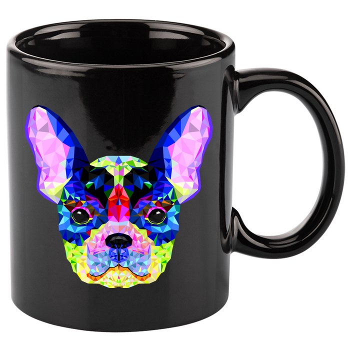 French Bulldog Geometric 11oz C Handle Ceramic Mug