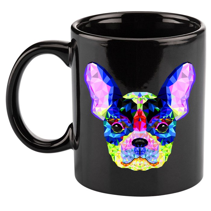 French Bulldog Geometric 11oz C Handle Ceramic Mug