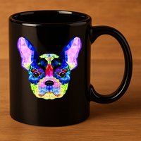 French Bulldog Geometric 11oz C Handle Ceramic Mug