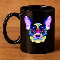 French Bulldog Geometric 11oz C Handle Ceramic Mug