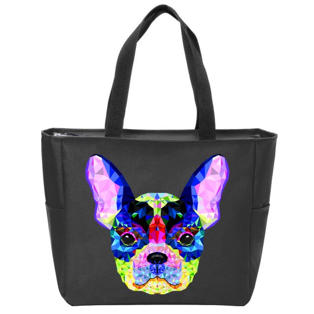 French Bulldog Geometric Zip Tote Bag
