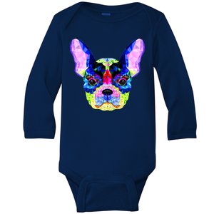 French Bulldog Geometric Baby Long Sleeve Bodysuit