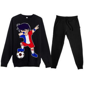 French Dabbing Soccer Boy France Premium Crewneck Sweatsuit Set