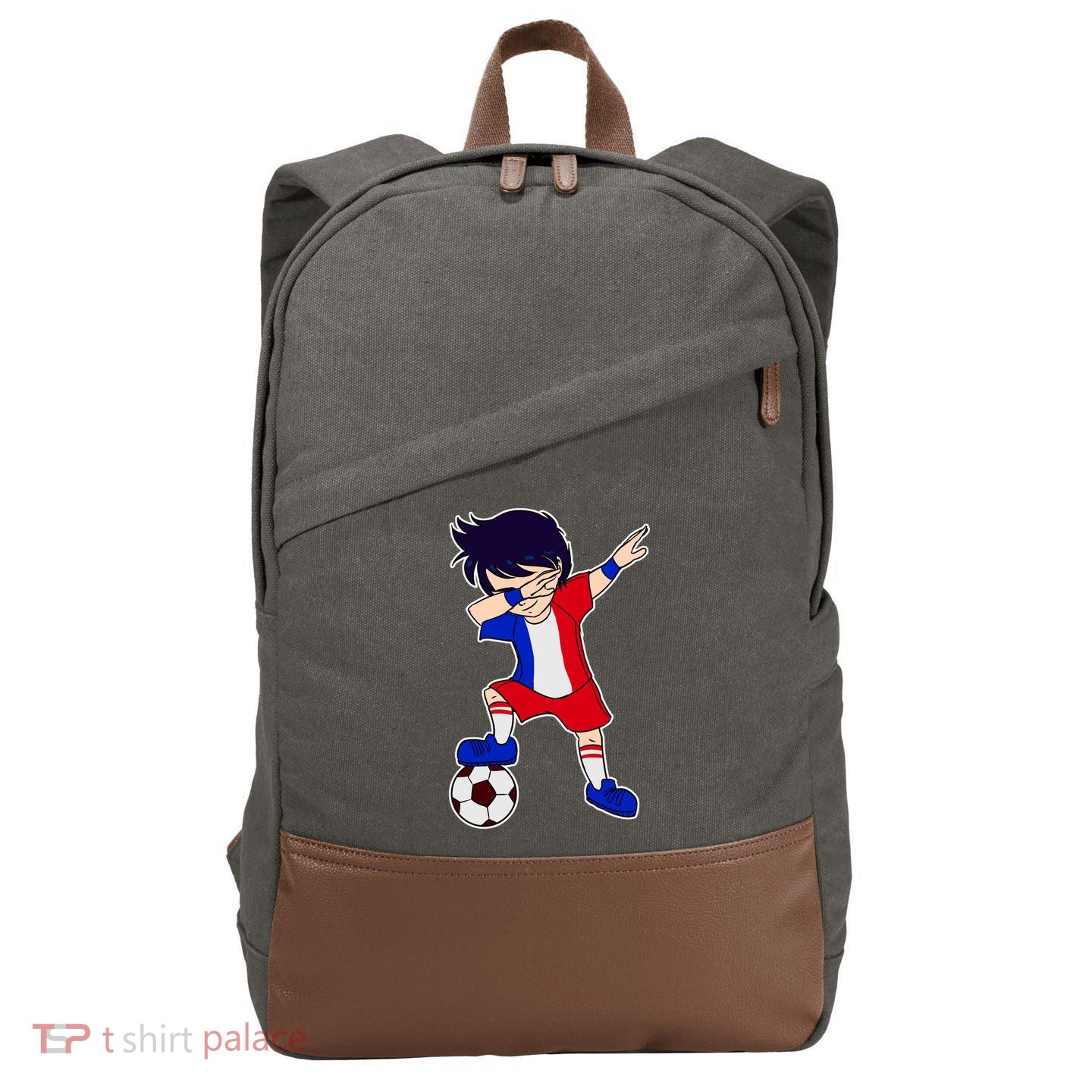 French Dabbing Soccer Boy France Cotton Canvas Backpack