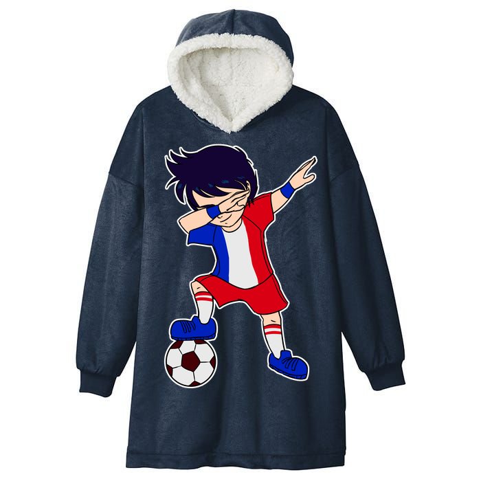 French Dabbing Soccer Boy France Hooded Wearable Blanket