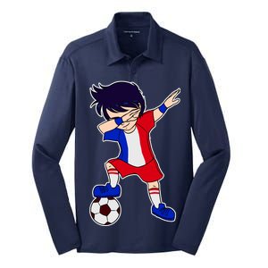 French Dabbing Soccer Boy France Silk Touch Performance Long Sleeve Polo