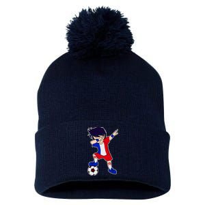 French Dabbing Soccer Boy France Pom Pom 12in Knit Beanie