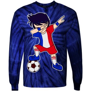 French Dabbing Soccer Boy France Tie-Dye Long Sleeve Shirt