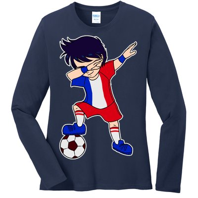 French Dabbing Soccer Boy France Ladies Long Sleeve Shirt