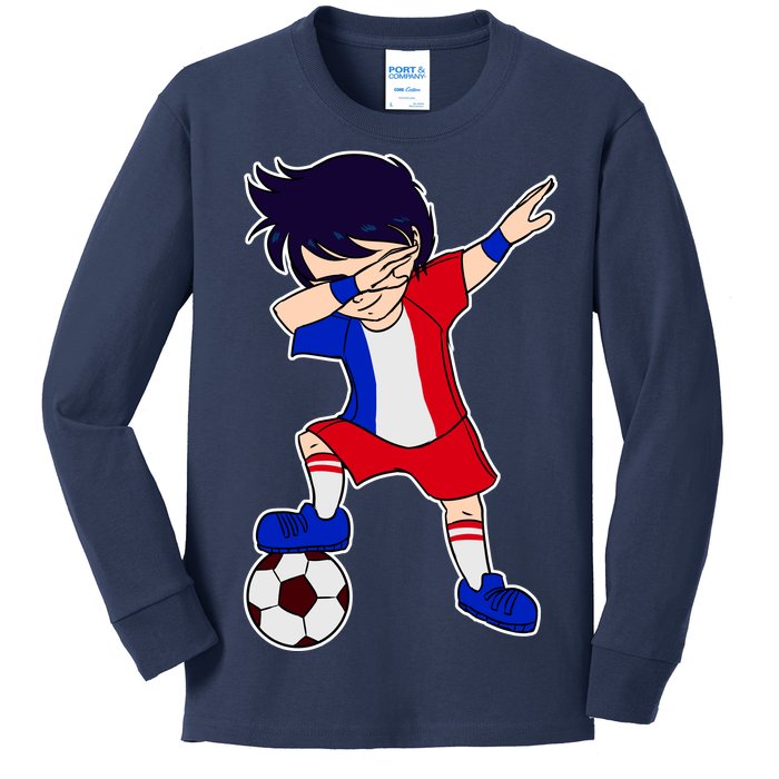 French Dabbing Soccer Boy France Kids Long Sleeve Shirt