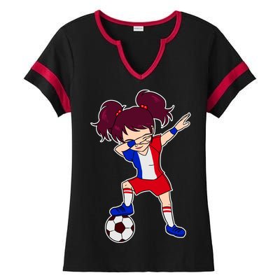 French Dabbing Soccer Girl France Ladies Halftime Notch Neck Tee