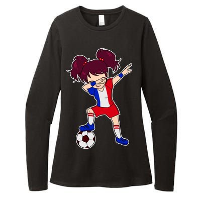 French Dabbing Soccer Girl France Womens CVC Long Sleeve Shirt