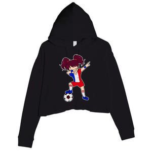 French Dabbing Soccer Girl France Crop Fleece Hoodie