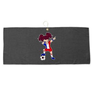 French Dabbing Soccer Girl France Large Microfiber Waffle Golf Towel