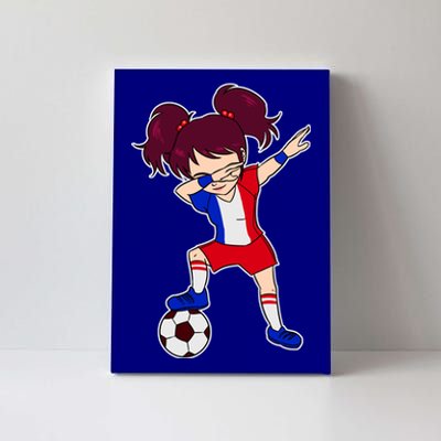 French Dabbing Soccer Girl France Canvas