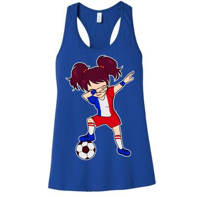 French Dabbing Soccer Girl France Women's Racerback Tank