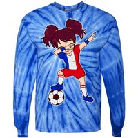 French Dabbing Soccer Girl France Tie-Dye Long Sleeve Shirt