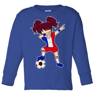 French Dabbing Soccer Girl France Toddler Long Sleeve Shirt