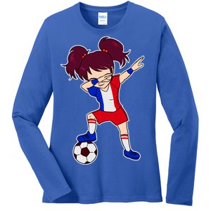 French Dabbing Soccer Girl France Ladies Long Sleeve Shirt