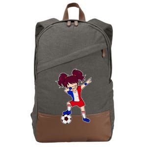 French Dabbing Soccer Girl France Cotton Canvas Backpack