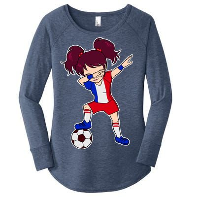 French Dabbing Soccer Girl France Women's Perfect Tri Tunic Long Sleeve Shirt