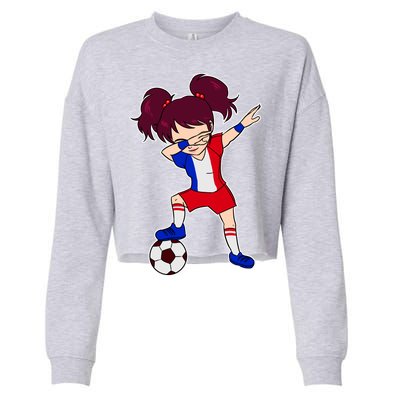 French Dabbing Soccer Girl France Cropped Pullover Crew