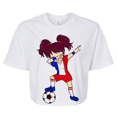 French Dabbing Soccer Girl France Bella+Canvas Jersey Crop Tee