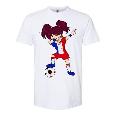 French Dabbing Soccer Girl France Softstyle® CVC T-Shirt