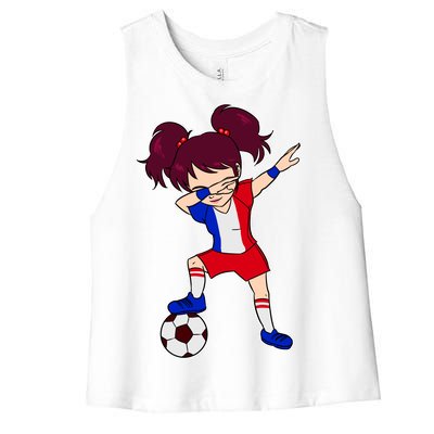 French Dabbing Soccer Girl France Women's Racerback Cropped Tank