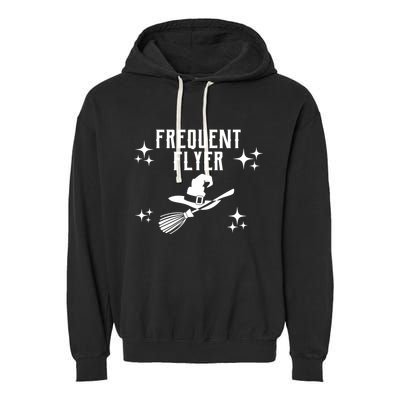Frequent Flyer Funny Witch Halloween Garment-Dyed Fleece Hoodie