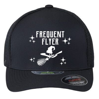 Frequent Flyer Funny Witch Halloween Flexfit Unipanel Trucker Cap