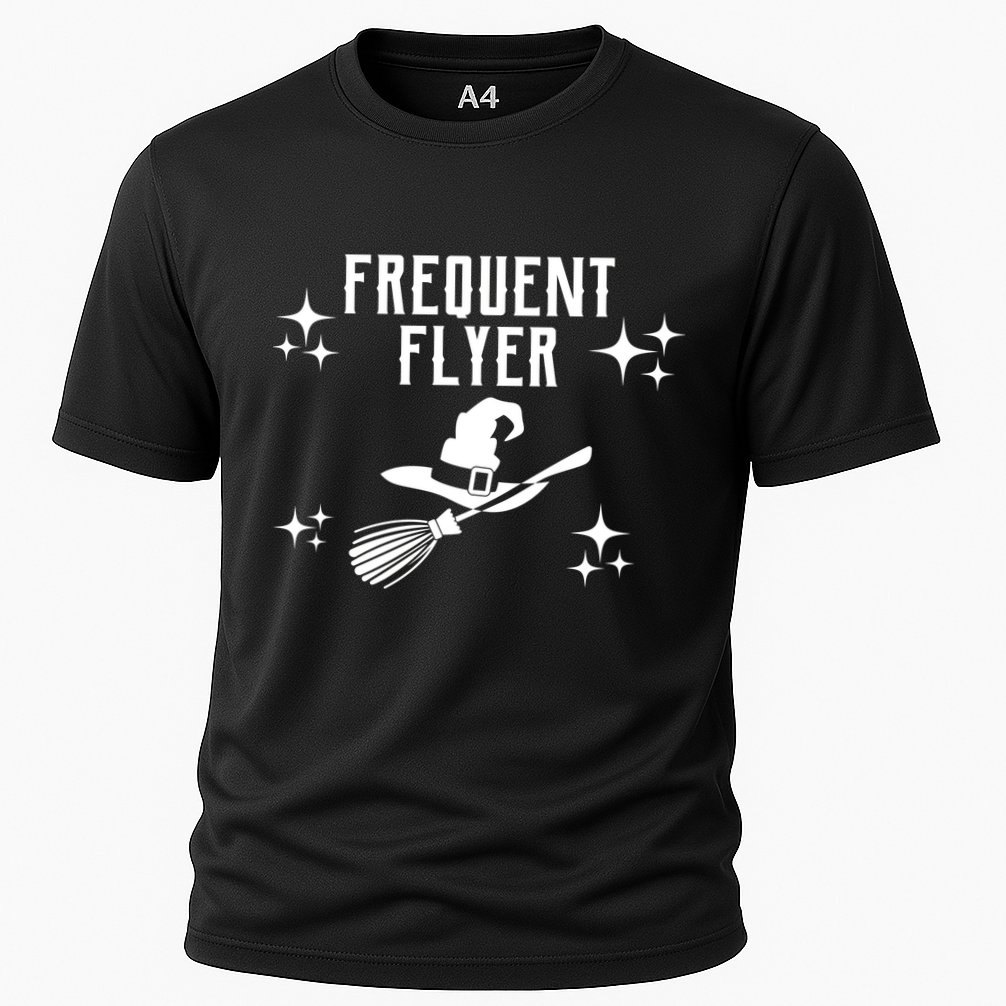 Frequent Flyer Funny Witch Halloween Cooling Performance Crew T-Shirt