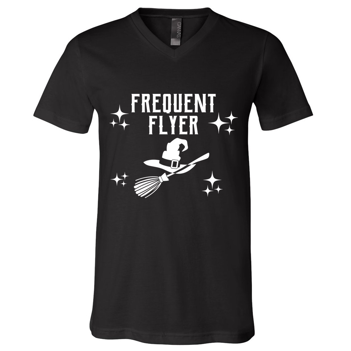 Frequent Flyer Funny Witch Halloween V-Neck T-Shirt