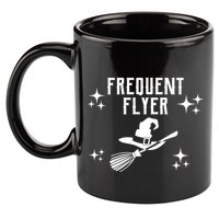 Frequent Flyer Funny Witch Halloween 11oz C Handle Ceramic Mug