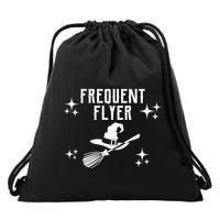 Frequent Flyer Funny Witch Halloween Drawstring Bag