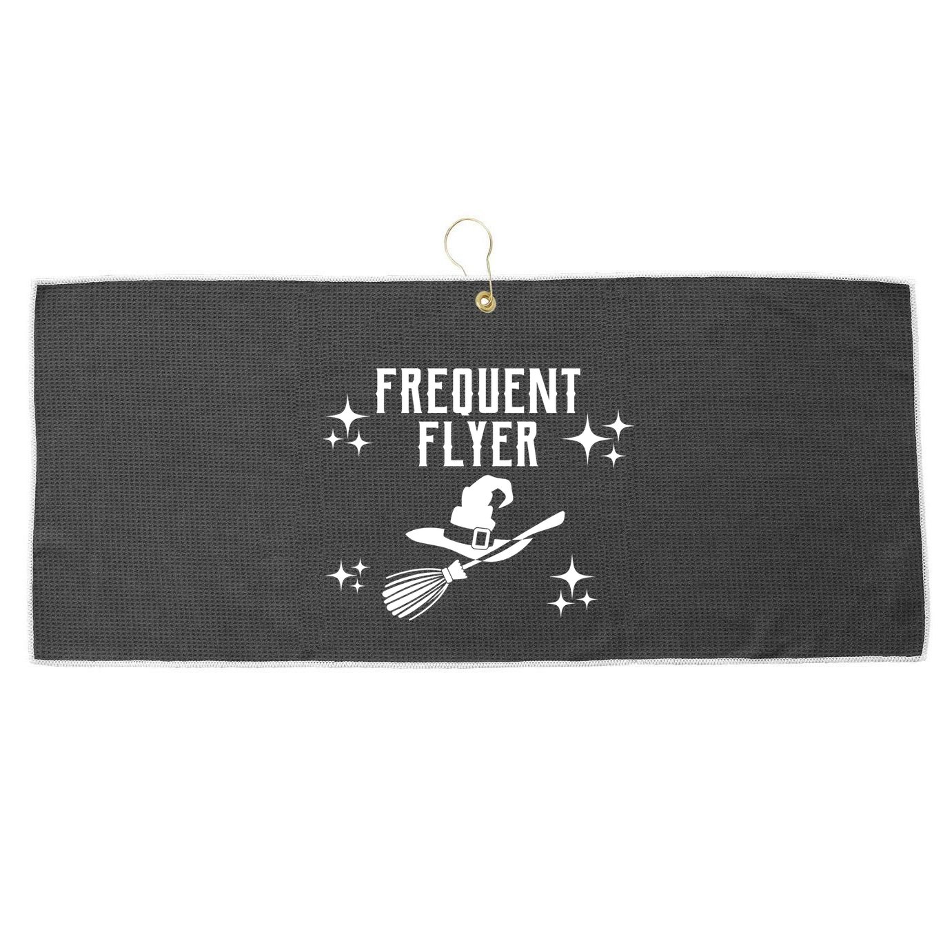 Frequent Flyer Funny Witch Halloween Large Microfiber Waffle Golf Towel
