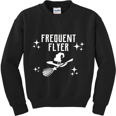 Frequent Flyer Funny Witch Halloween Kids Sweatshirt
