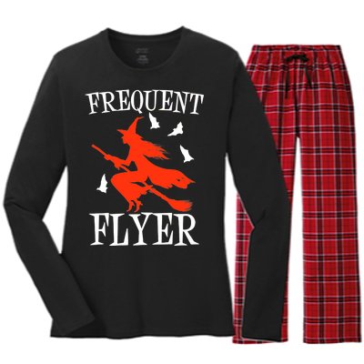 Frequent Flyer Witch Women's Long Sleeve Flannel Pajama Set 