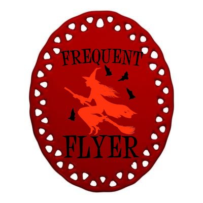 Frequent Flyer Witch Ceramic Oval Ornament