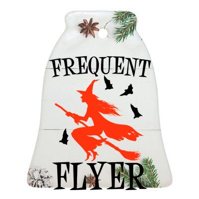 Frequent Flyer Witch Ceramic Bell Ornament