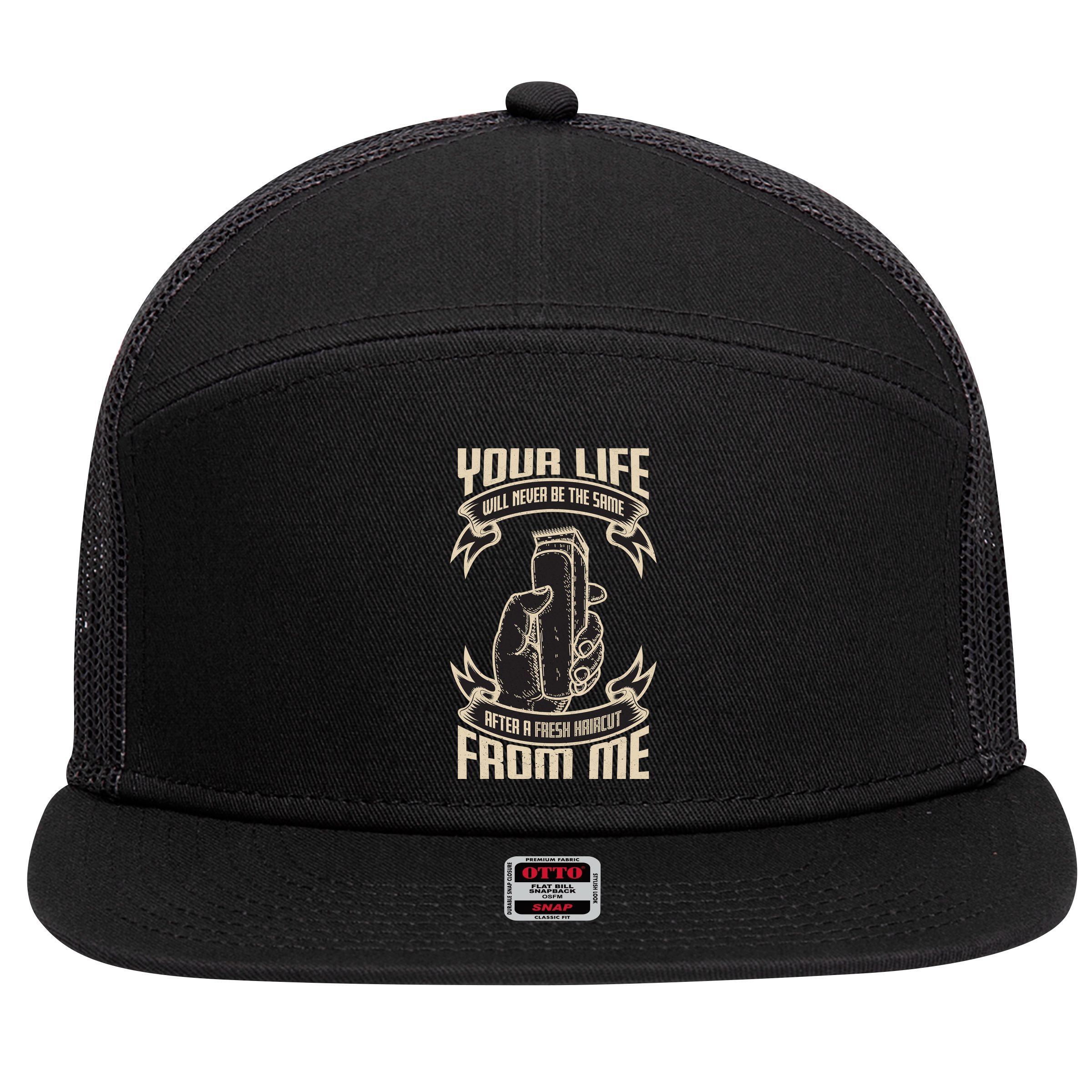 Fresh Haircut 7 Panel Mesh Trucker Snapback Hat